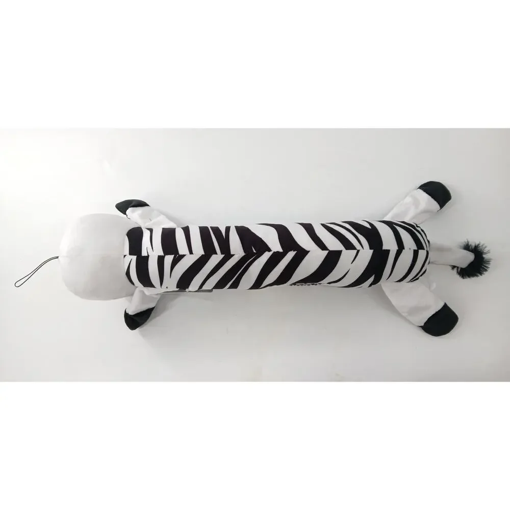 Wag N' Woof Zebra Plush Dog Toy Squeaker Tug Crinkle Durable Black White
